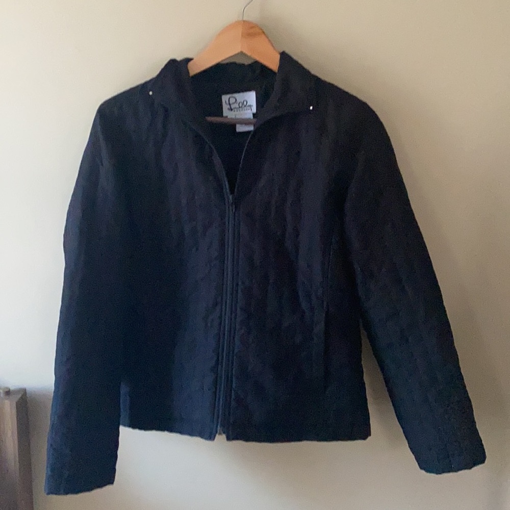 Lilly Pulitzer White Label Black Quilted Zipper Jacket S